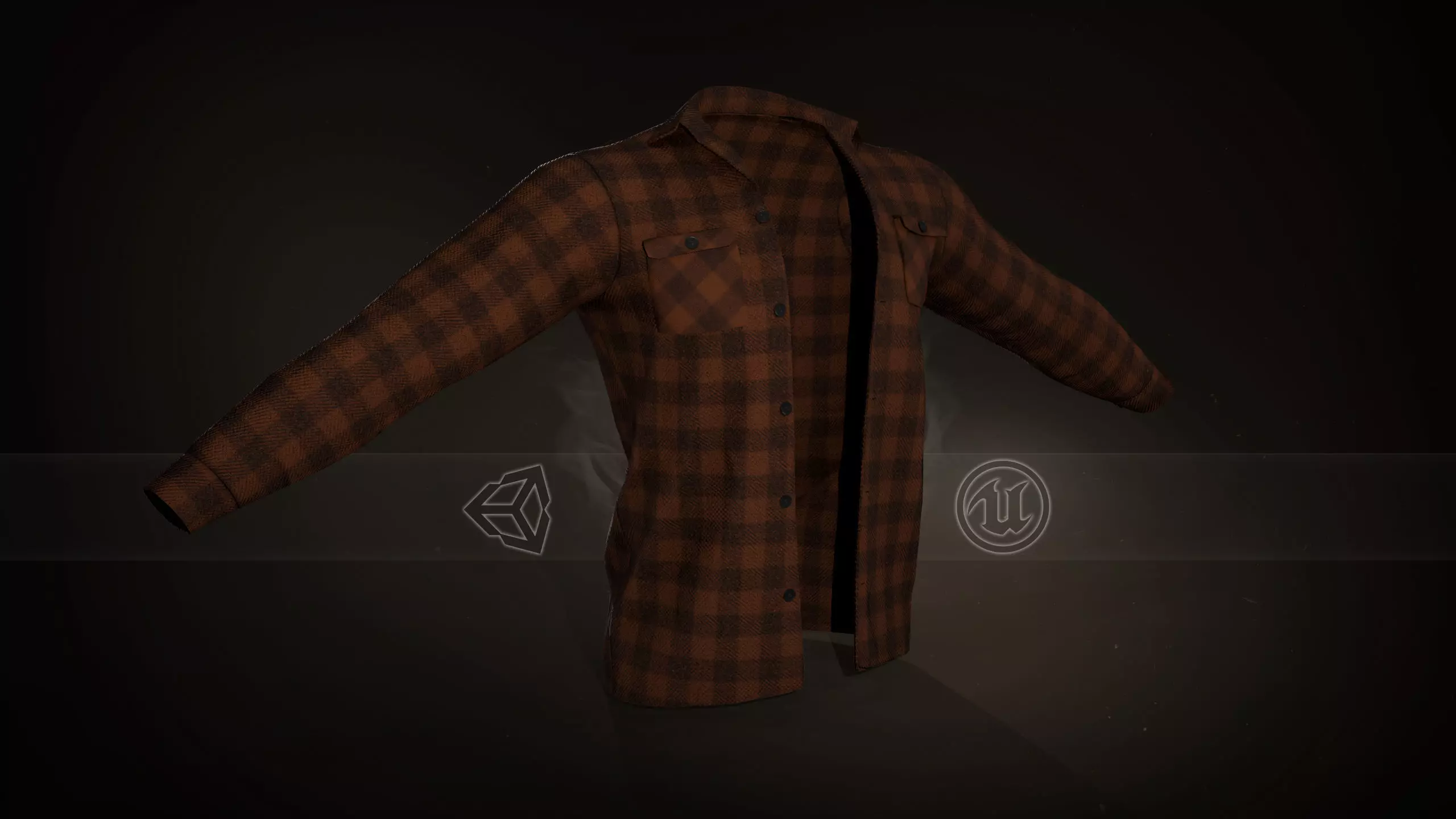 Brown Flannel Shirt Low-poly 3D model_0
