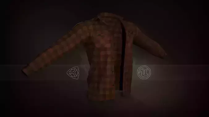 Brown Flannel Shirt Low-poly 3D model