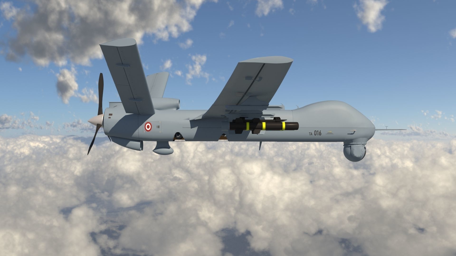 IHA - UAV ANKA-S - LOW POLY MODEL TUSAS Low-poly 3D model_11