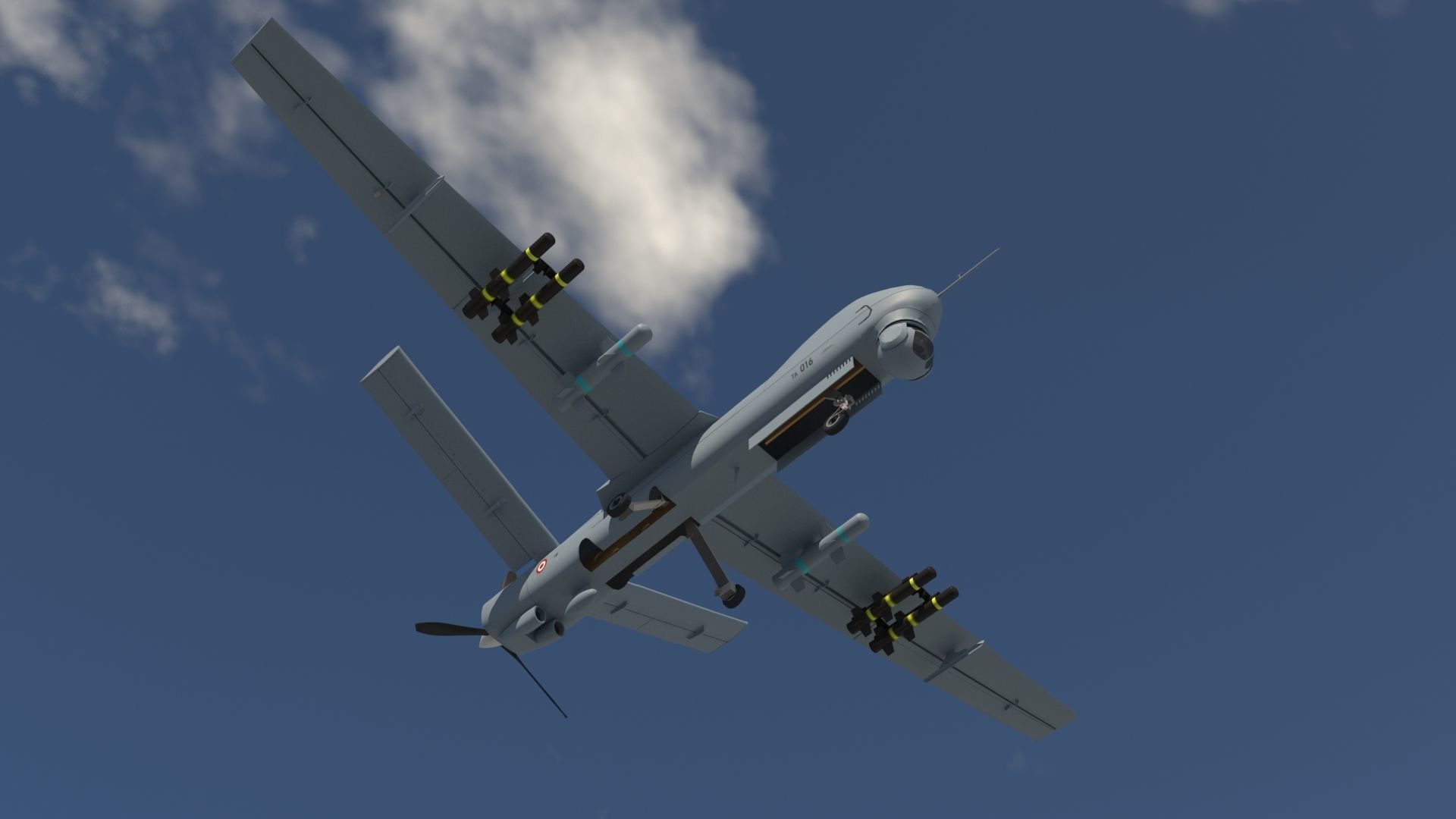 IHA - UAV ANKA-S - LOW POLY MODEL TUSAS Low-poly 3D model_7