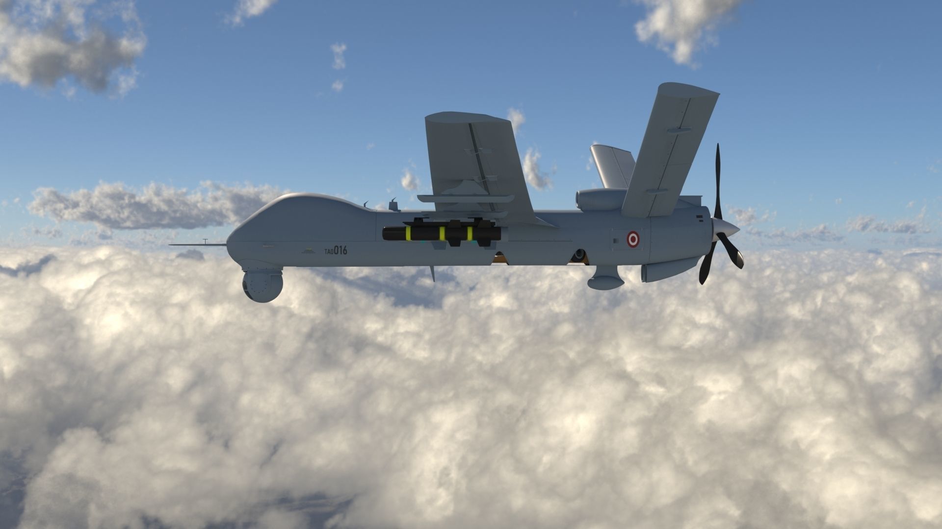 IHA - UAV ANKA-S - LOW POLY MODEL TUSAS Low-poly 3D model_14