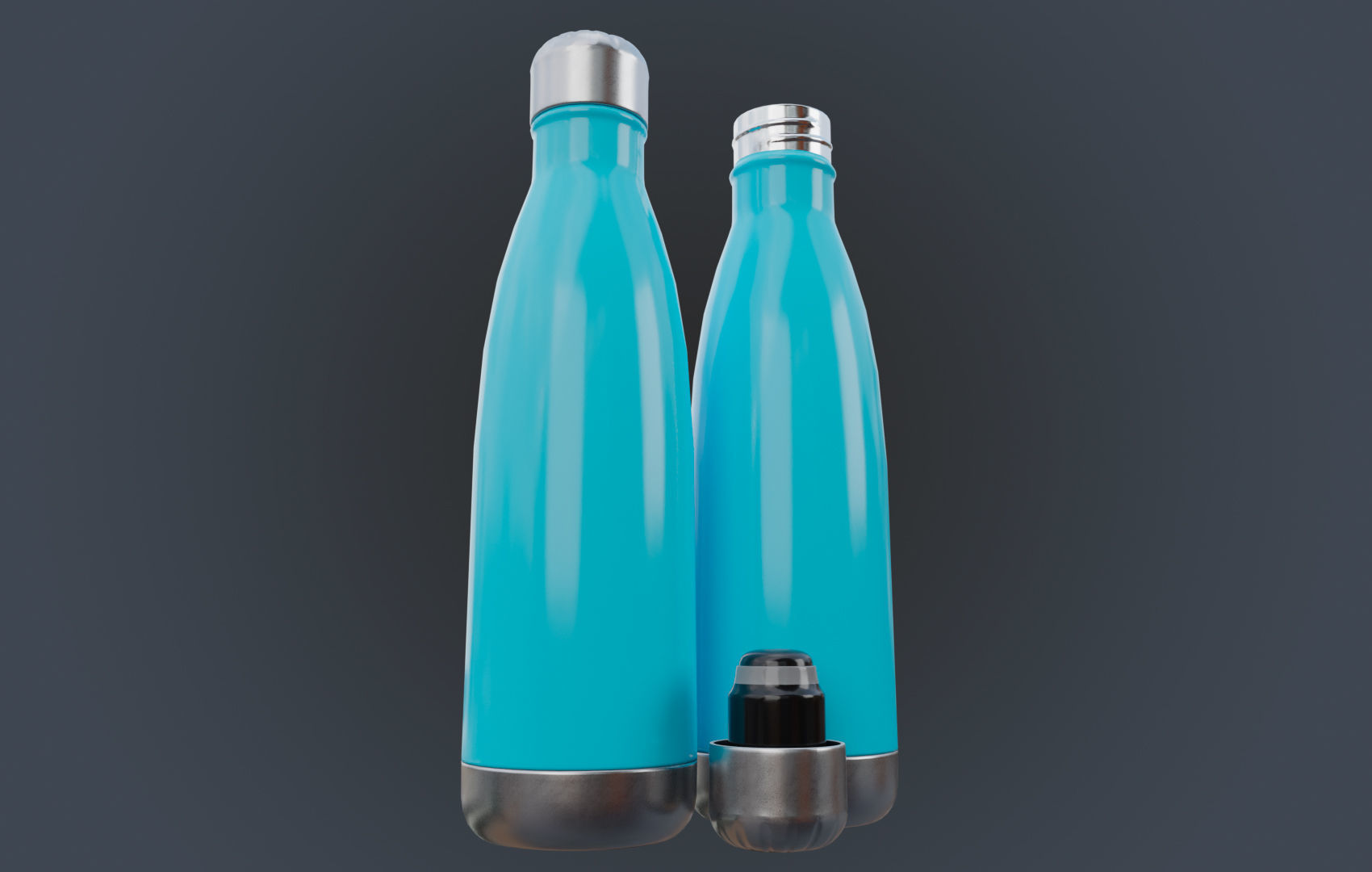 Steel Water Bottle Low-poly 3D model_1