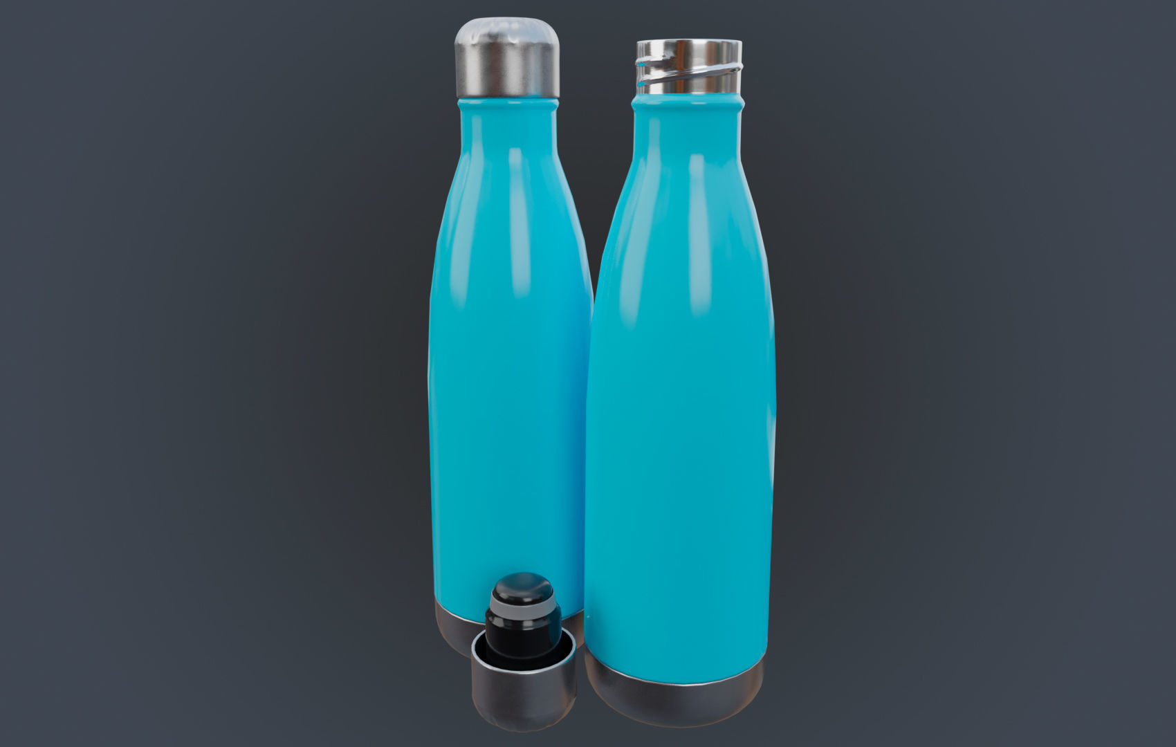 Steel Water Bottle Low-poly 3D model_10
