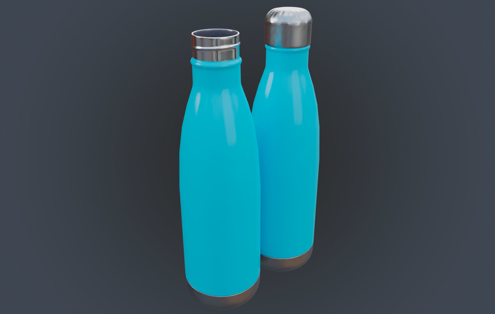 Steel Water Bottle Low-poly 3D model_3