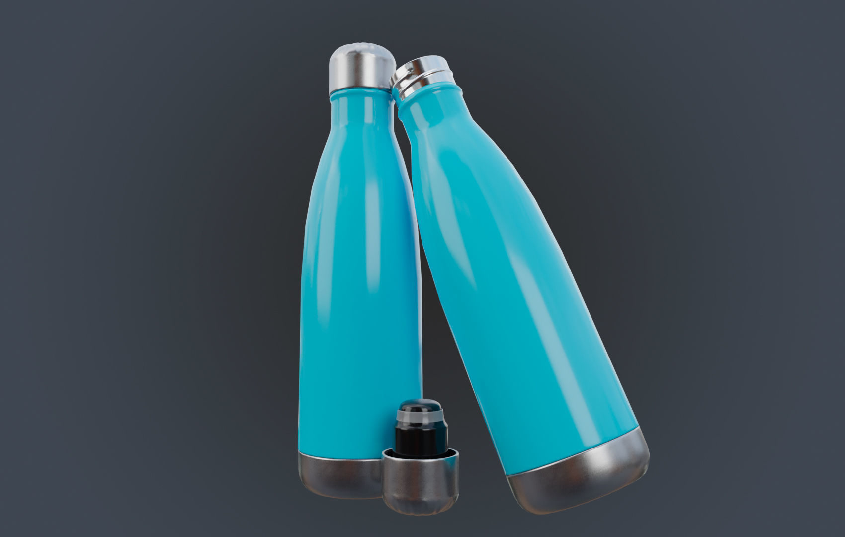 Steel Water Bottle Low-poly 3D model_5