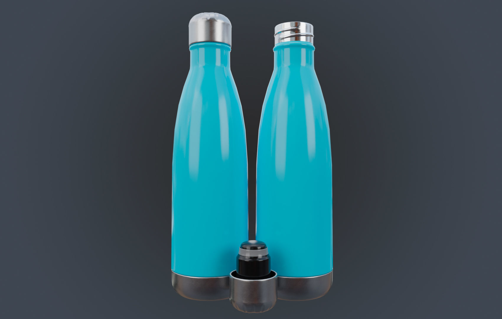 Steel Water Bottle Low-poly 3D model_4