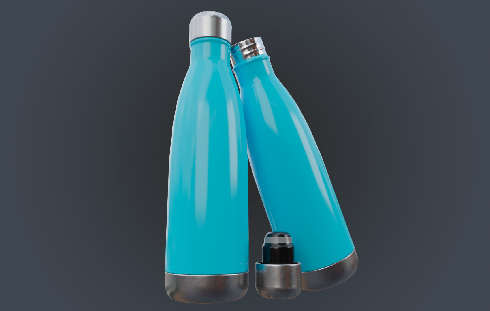 Steel Water Bottle Low-poly 3D model_2