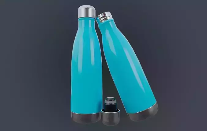 Steel Water Bottle Low-poly 3D model
