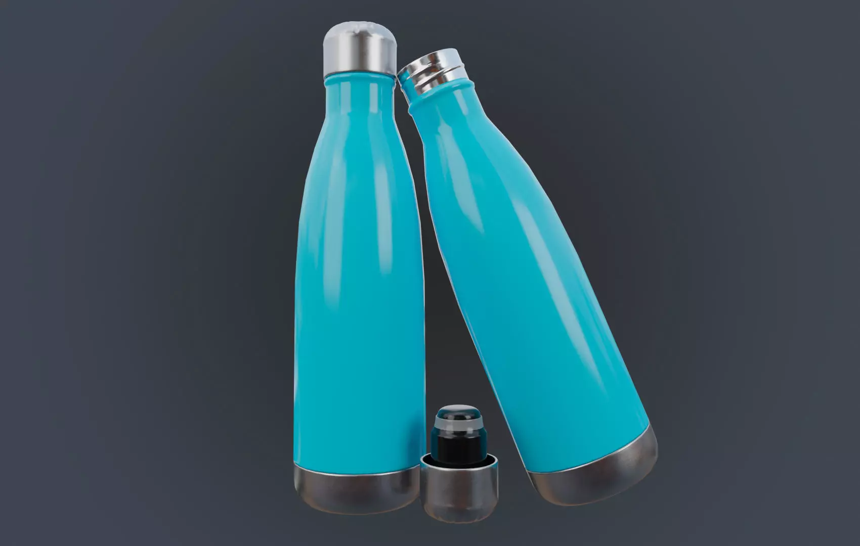 Steel Water Bottle Low-poly 3D model_0