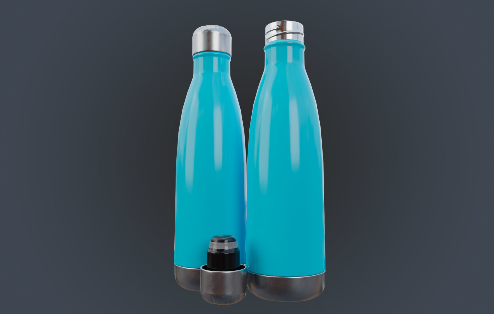 Steel Water Bottle Low-poly 3D model_6