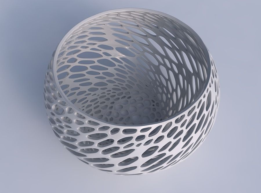 Bowl spheric twisted with fine organic lattice 3D print model_1