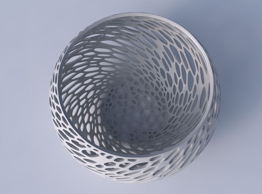 Bowl spheric twisted with fine organic lattice 3D print model_2