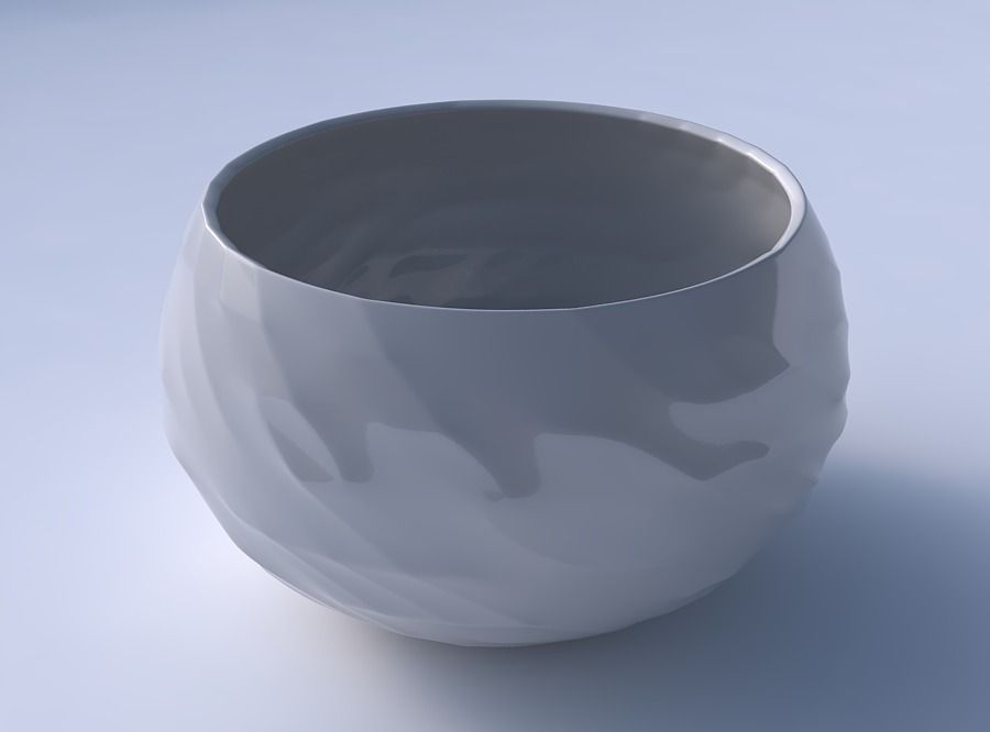 Bowl spheric twisted with fibers 3D print model_3