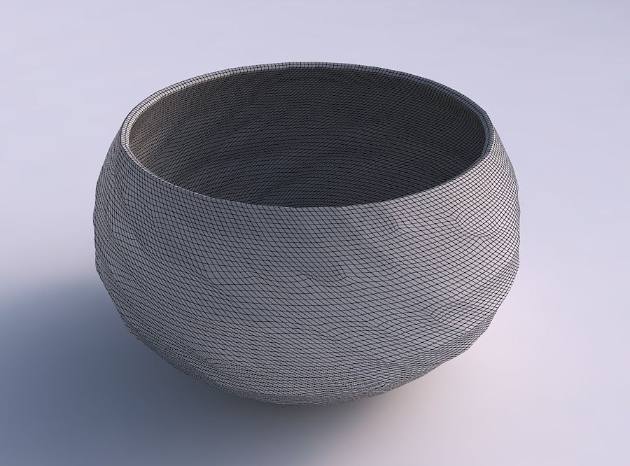 Bowl spheric twisted with fibers 3D print model_5