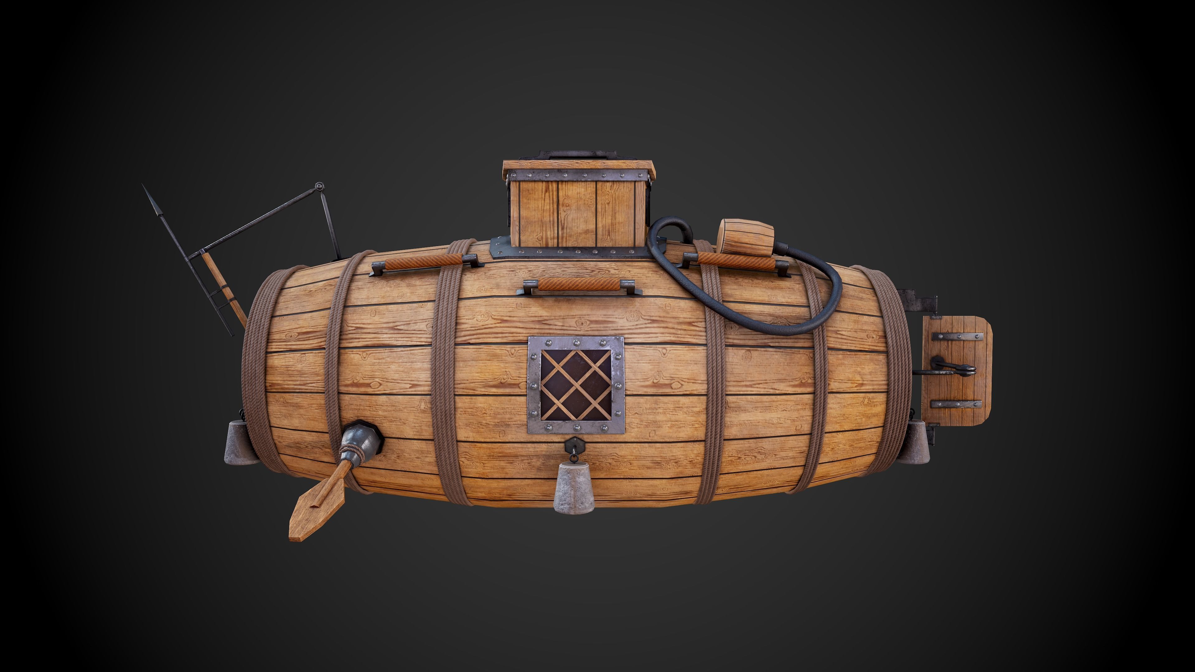 The first Russian submarine  Low-poly 3D model_7