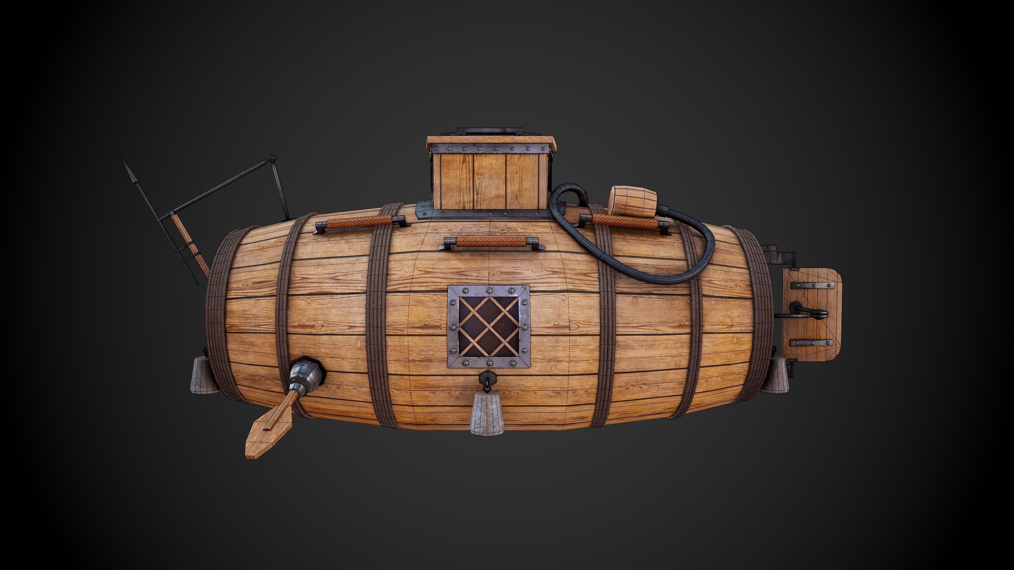 The first Russian submarine  Low-poly 3D model_6