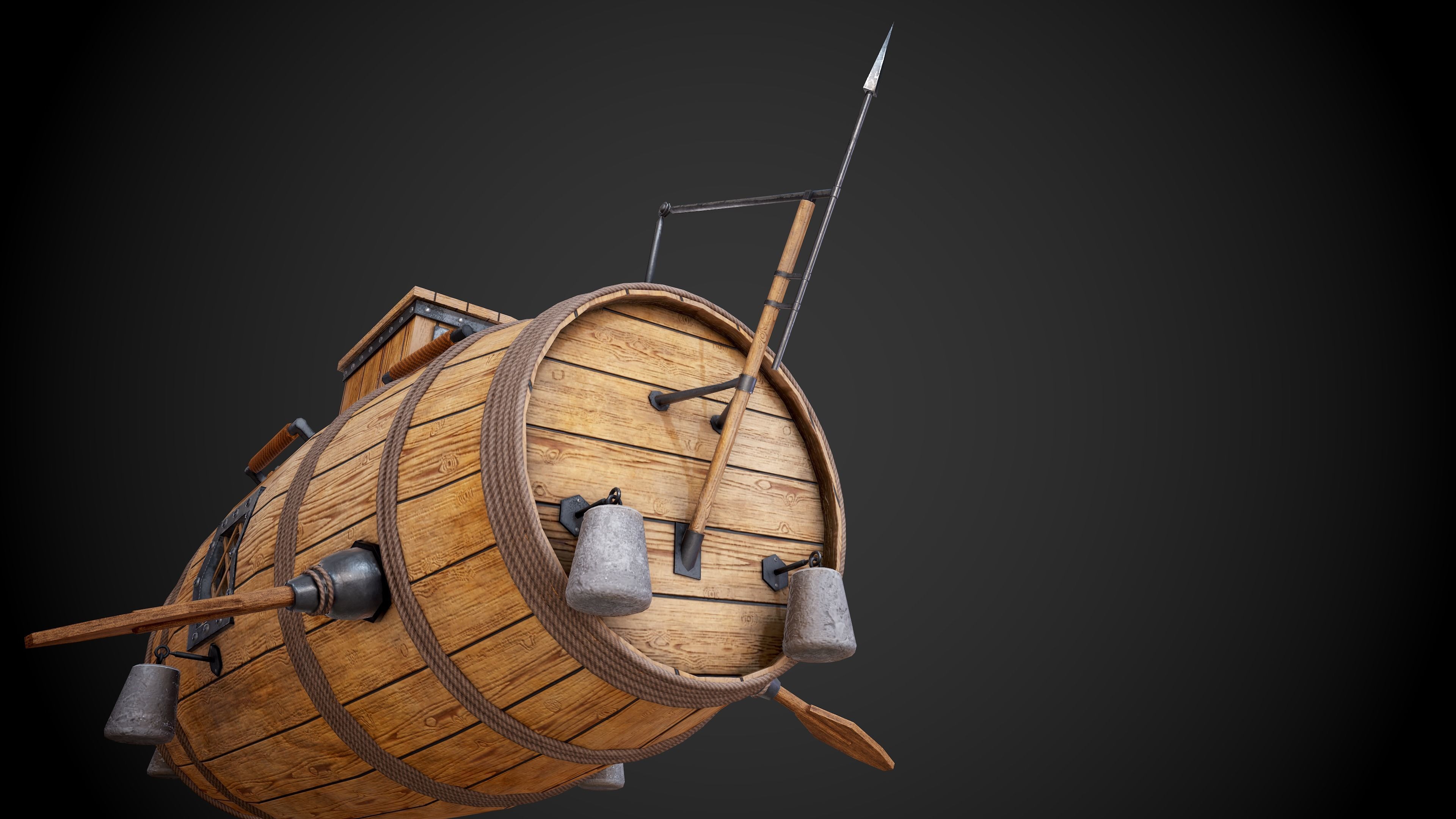 The first Russian submarine  Low-poly 3D model_14