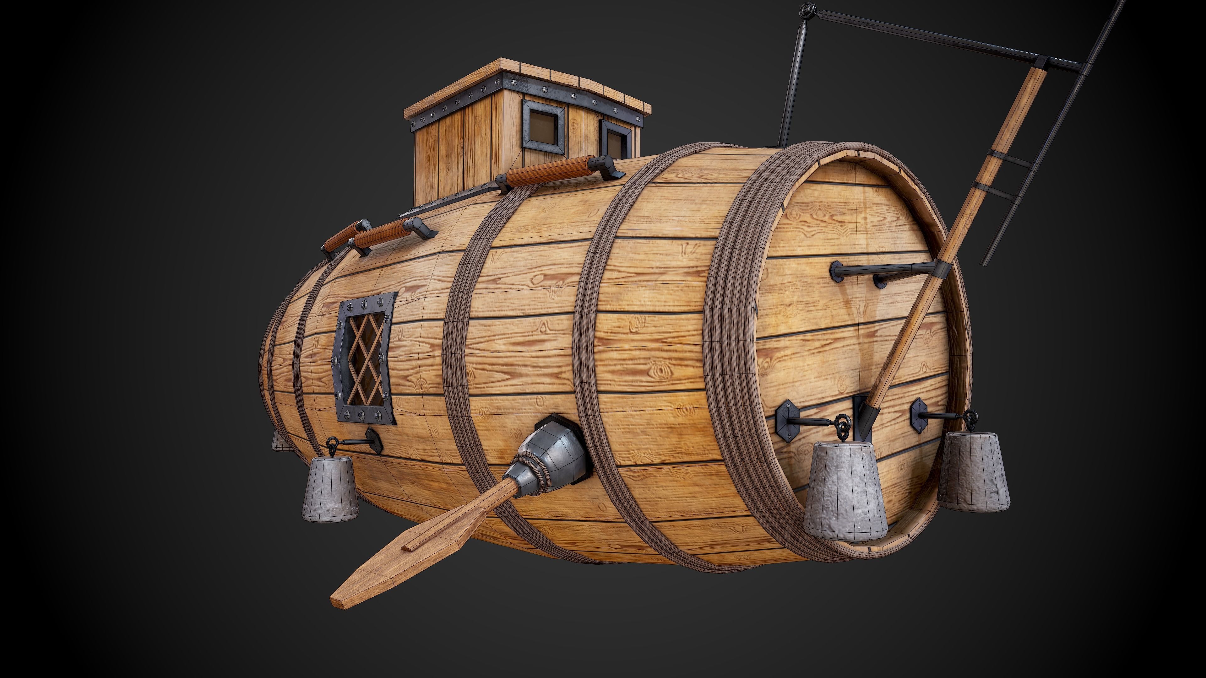 The first Russian submarine  Low-poly 3D model_13