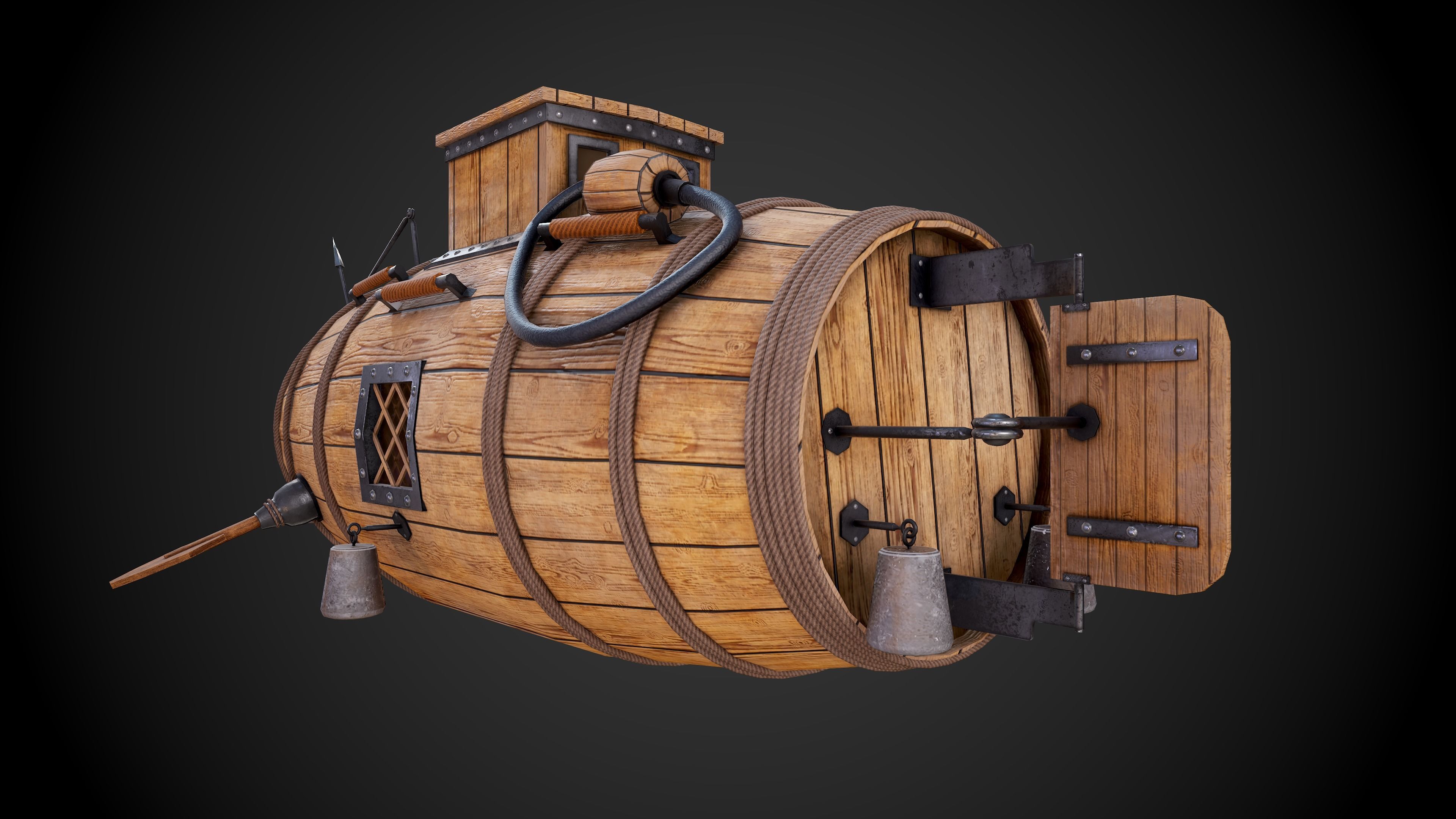 The first Russian submarine  Low-poly 3D model_4