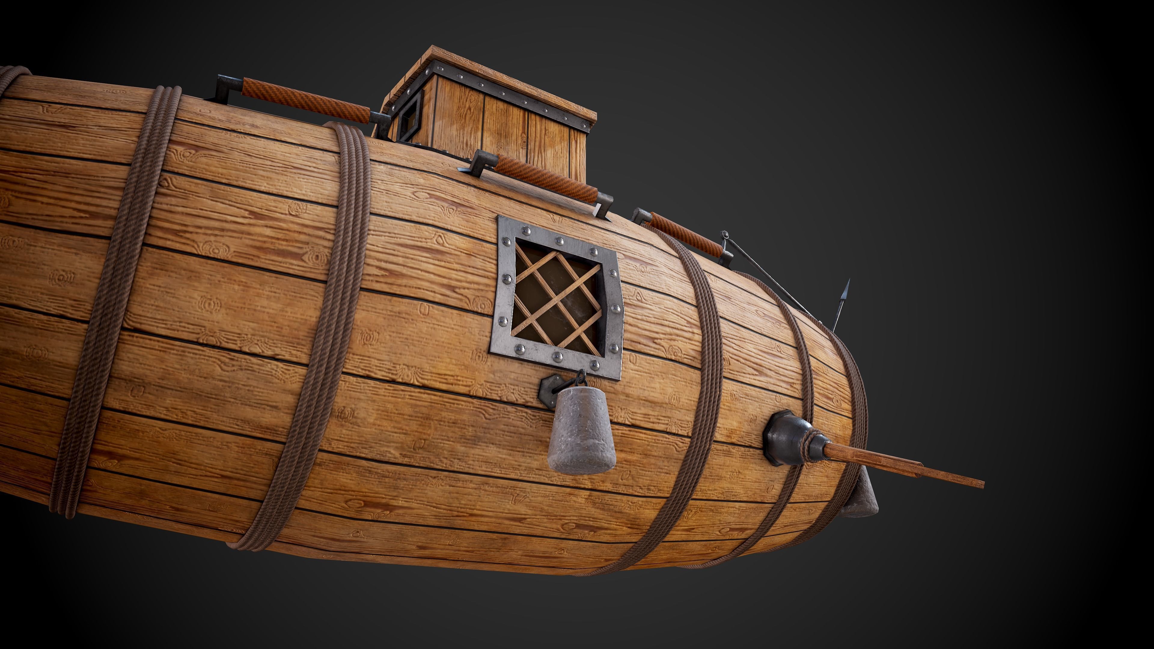 The first Russian submarine  Low-poly 3D model_10