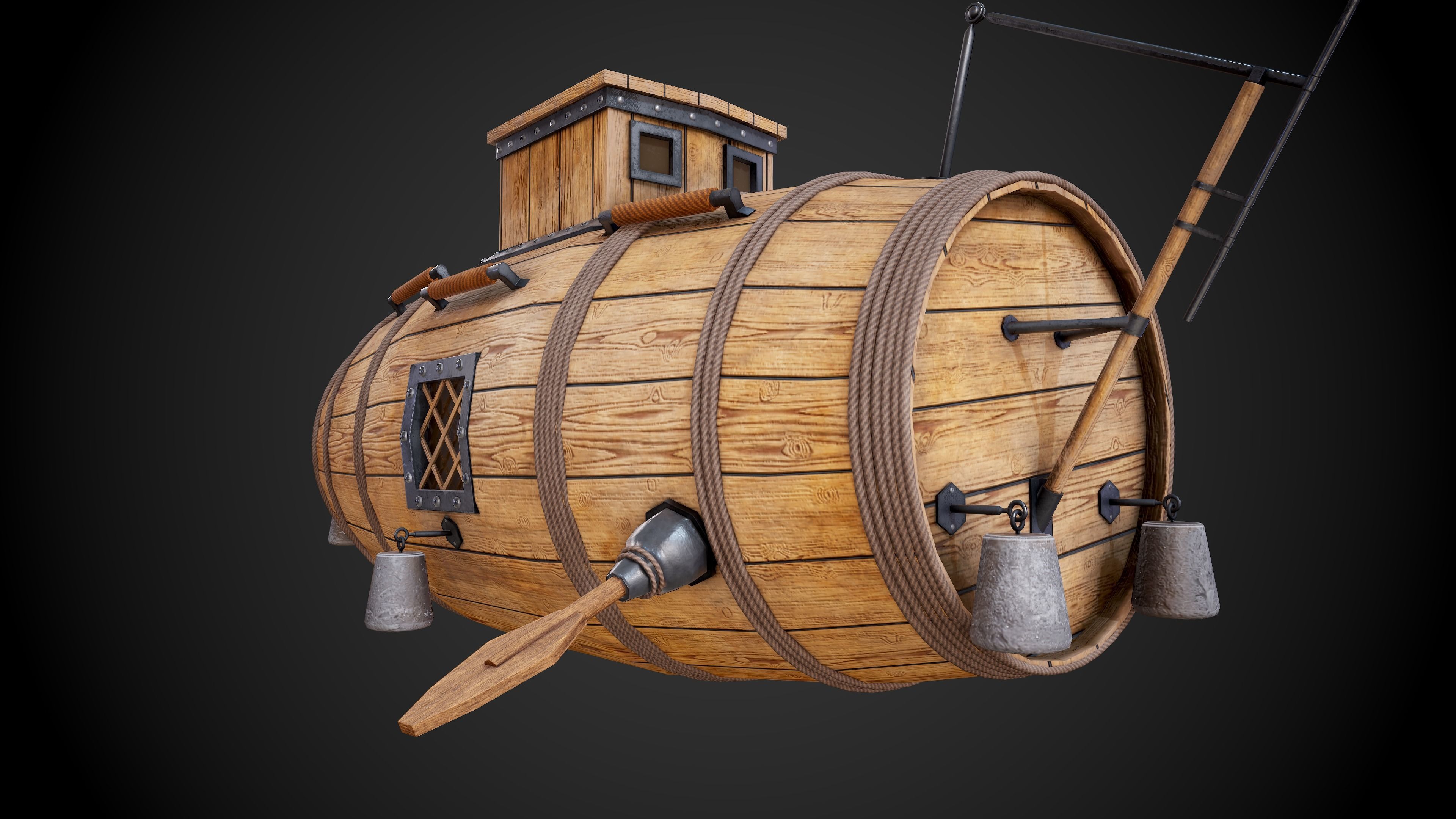 The first Russian submarine  Low-poly 3D model_12