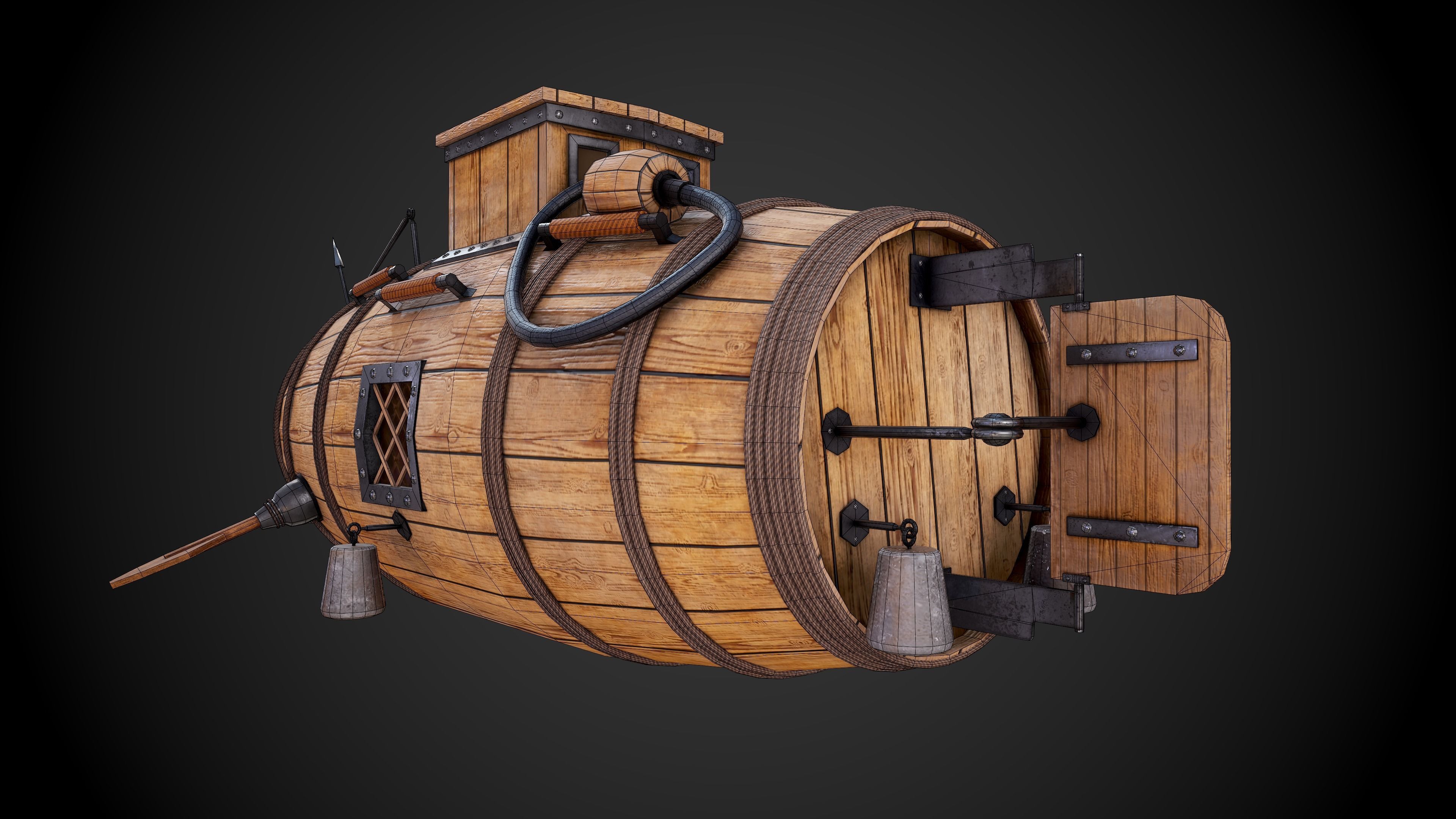 The first Russian submarine  Low-poly 3D model_5