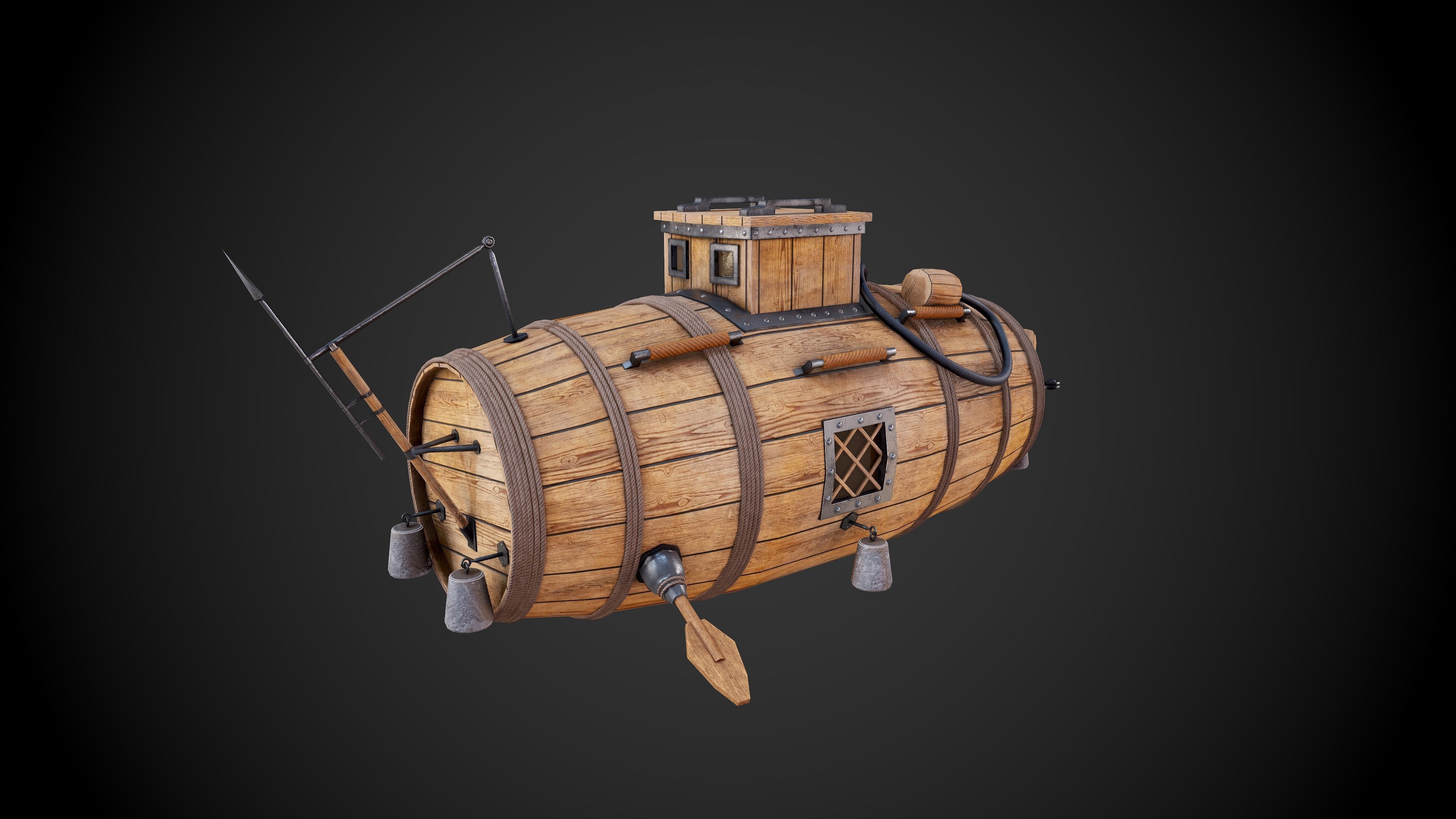 The first Russian submarine  Low-poly 3D model_3