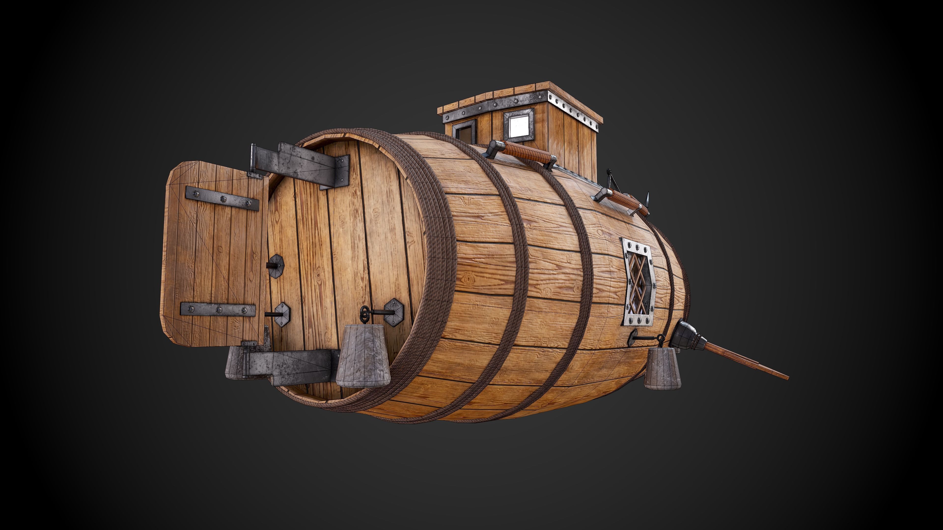 The first Russian submarine  Low-poly 3D model_9