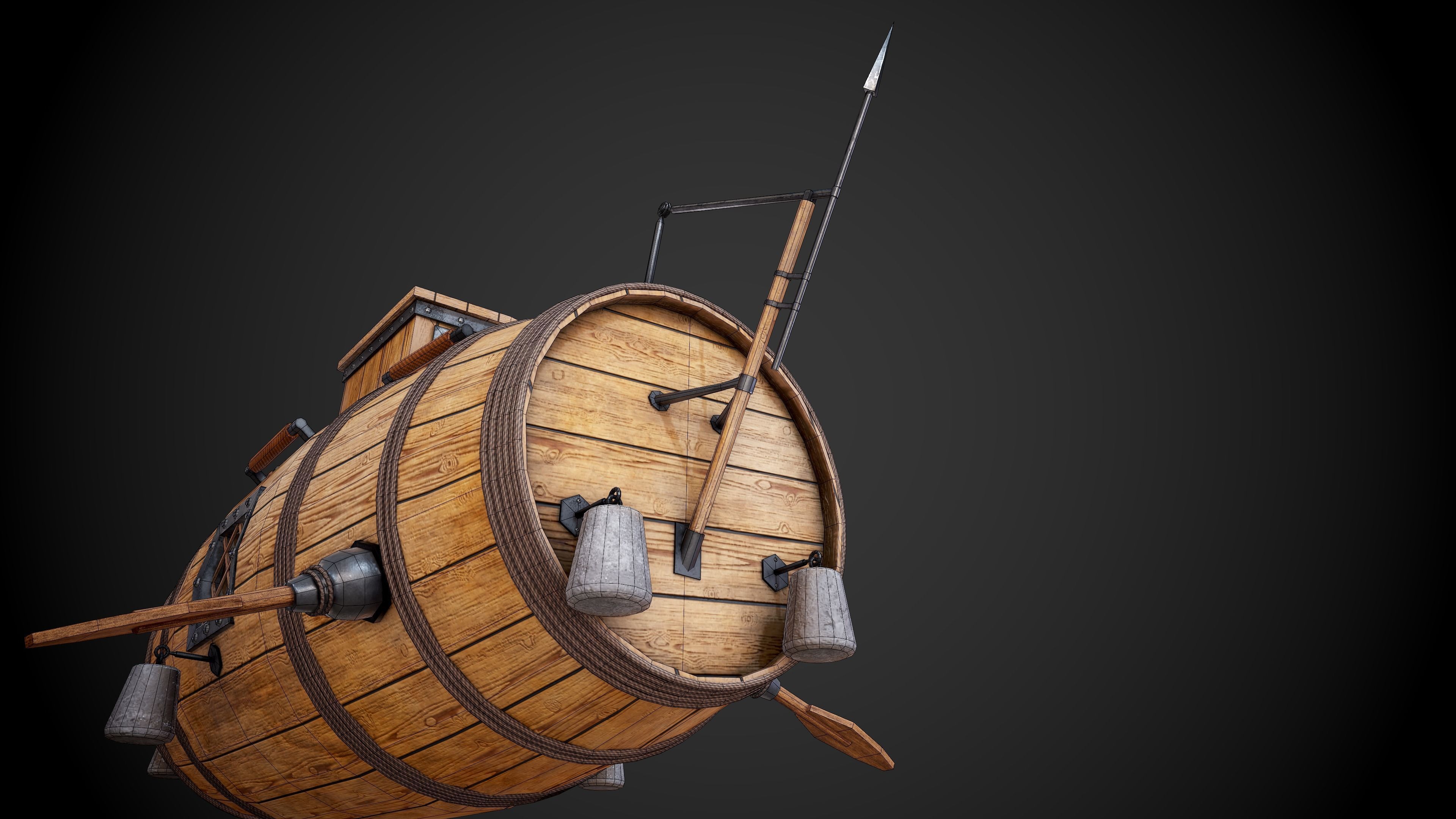 The first Russian submarine  Low-poly 3D model_15