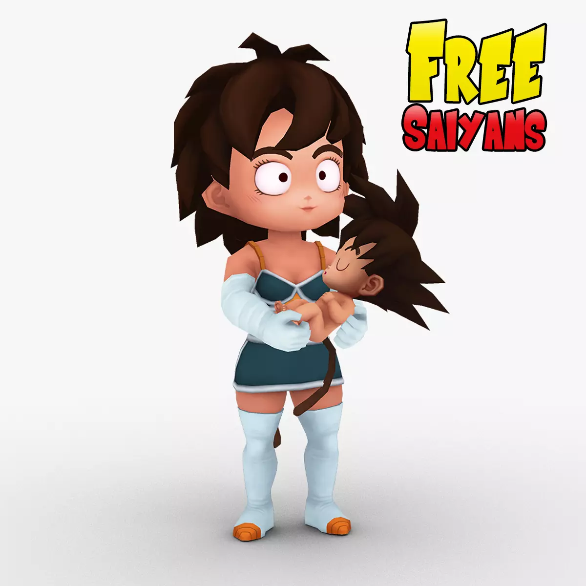 Gine and Baby Goku Free low-poly 3D model