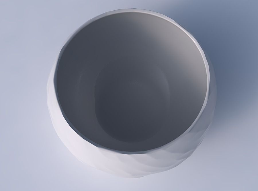 Bowl spheric twisted with fibers smooth inside 3D print model_2