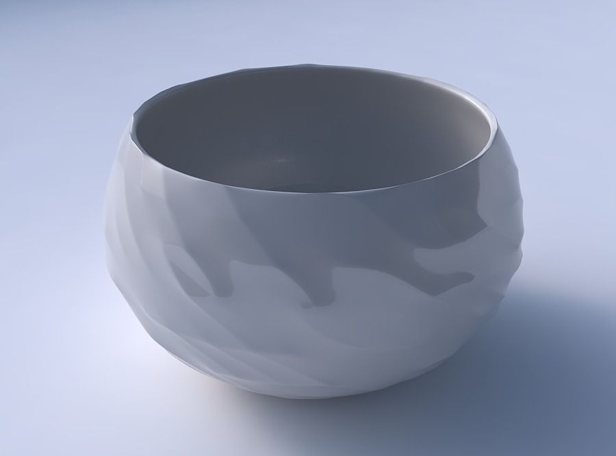 Bowl spheric twisted with fibers smooth inside 3D print model_3