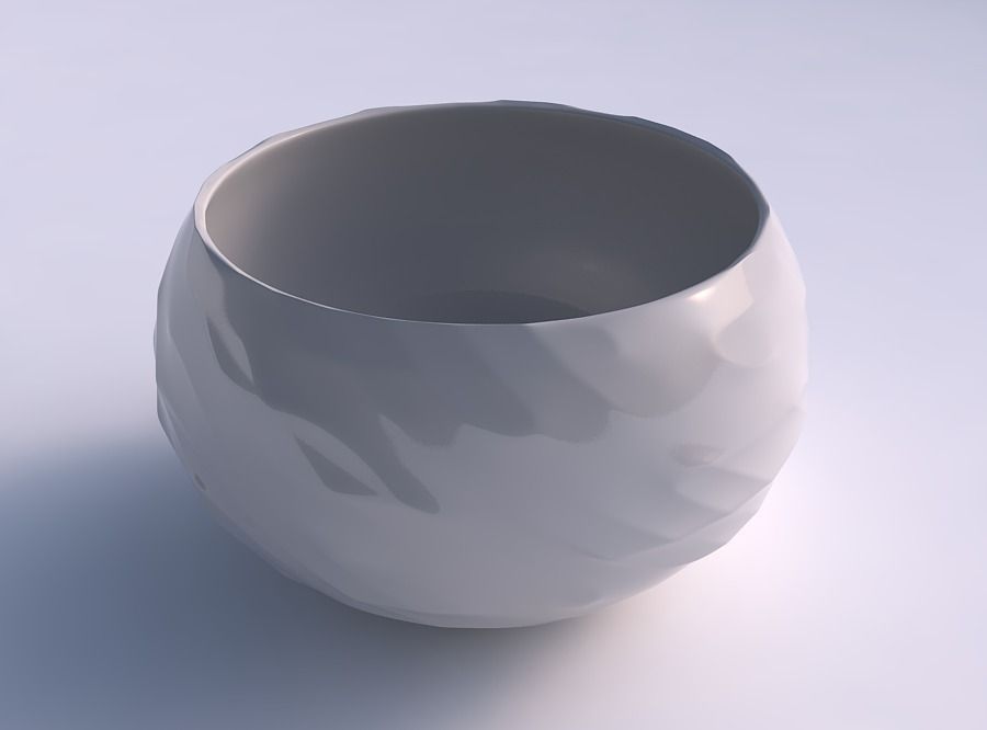 Bowl spheric twisted with fibers smooth inside 3D print model_0