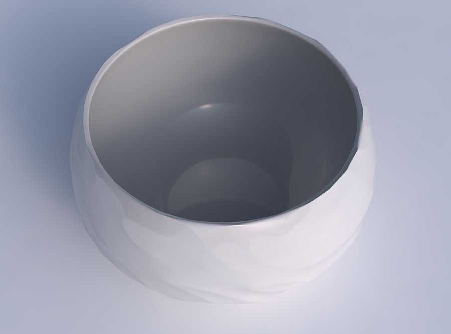 Bowl spheric twisted with fibers smooth inside 3D print model_1