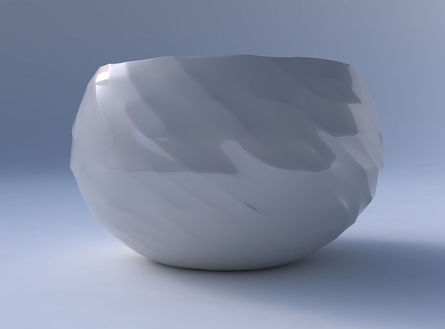 Bowl spheric twisted with fibers smooth inside 3D print model_4
