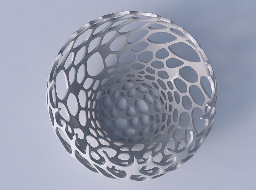 Bowl spheric twisted with cracked and twisted organic lattice 2 3D print model_2