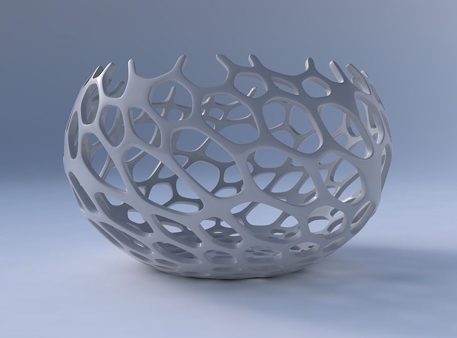 Bowl spheric twisted with cracked and twisted organic lattice 2 3D print model_4