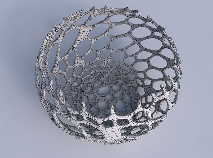 Bowl spheric twisted with cracked and twisted organic lattice 2 3D print model_6