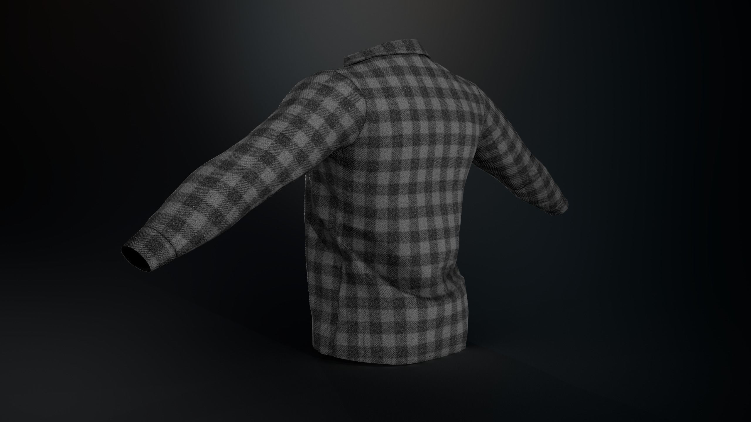 Gray Flannel Shirt Low-poly 3D model_10