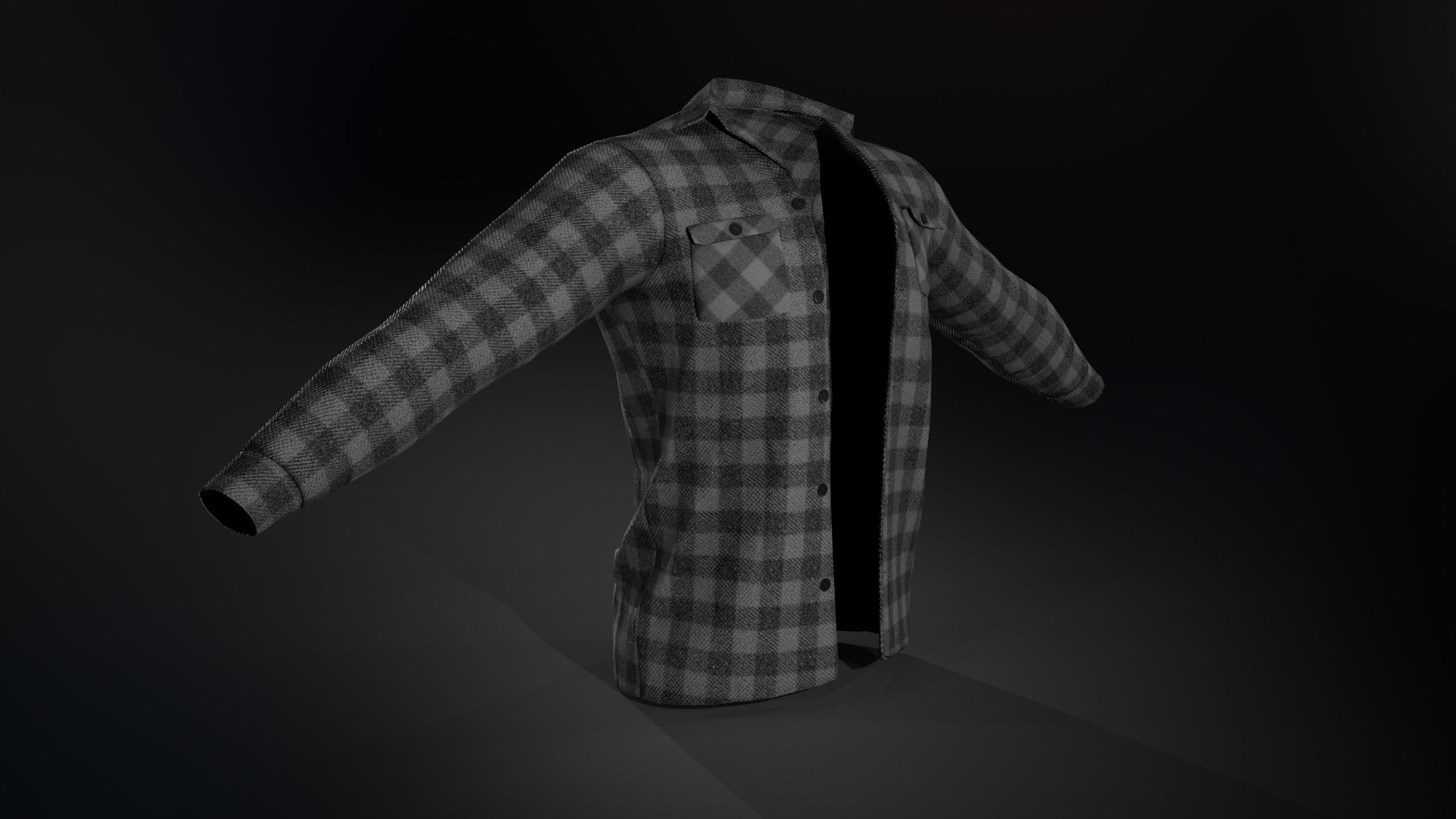 Gray Flannel Shirt Low-poly 3D model_3