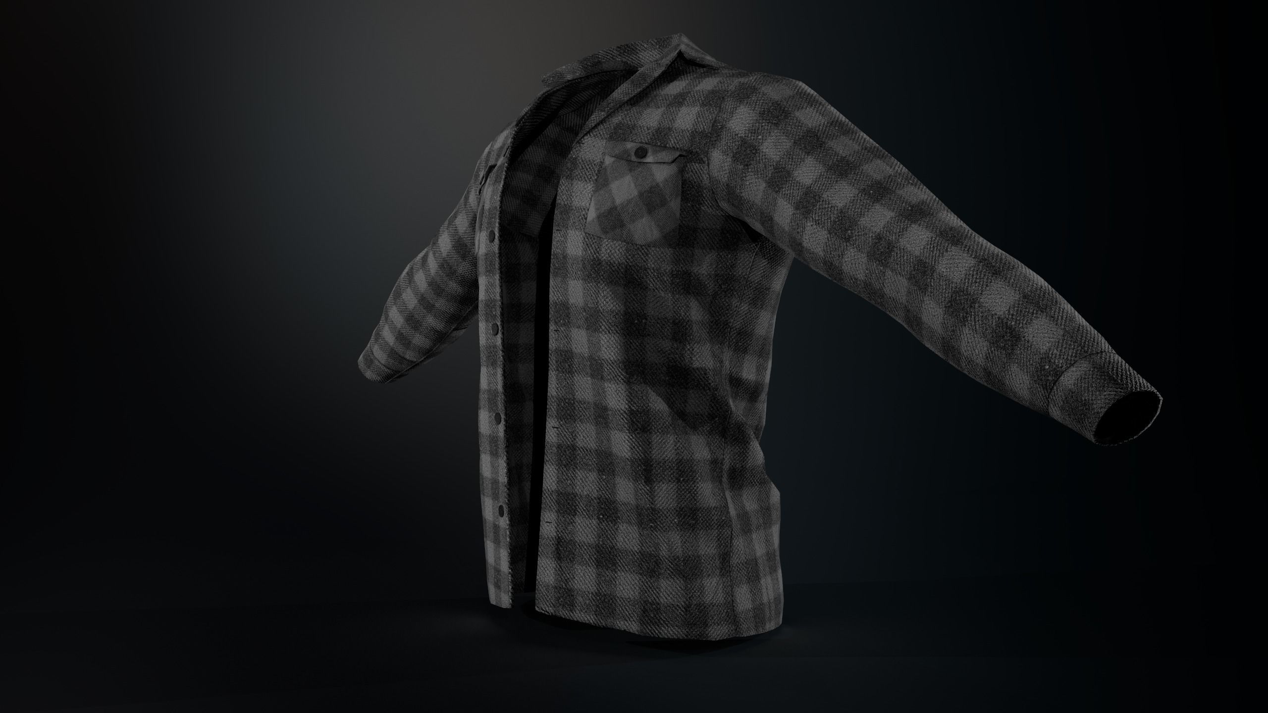 Gray Flannel Shirt Low-poly 3D model_1