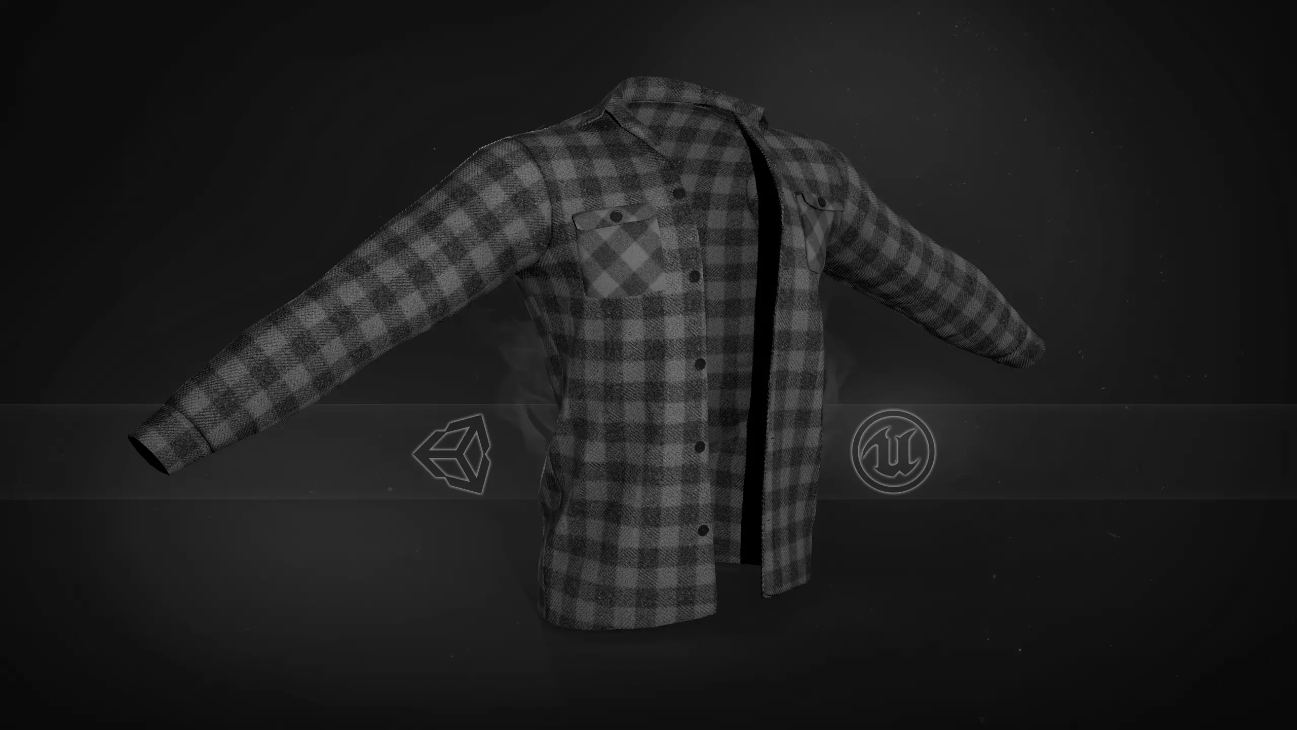 Gray Flannel Shirt Low-poly 3D model_0