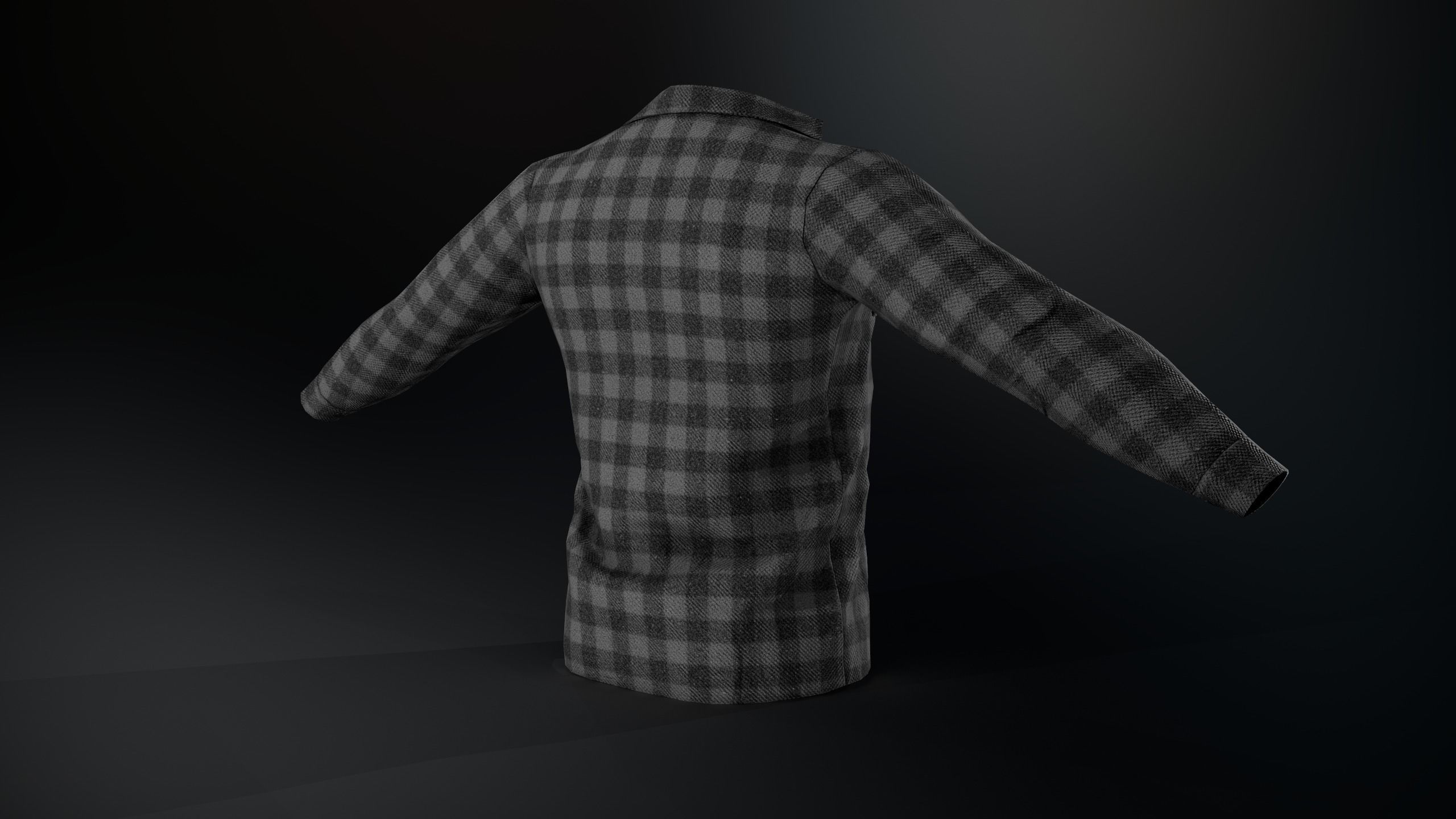 Gray Flannel Shirt Low-poly 3D model_4