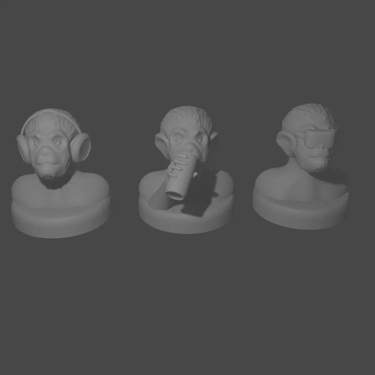 the three monkeys 3D print model_0
