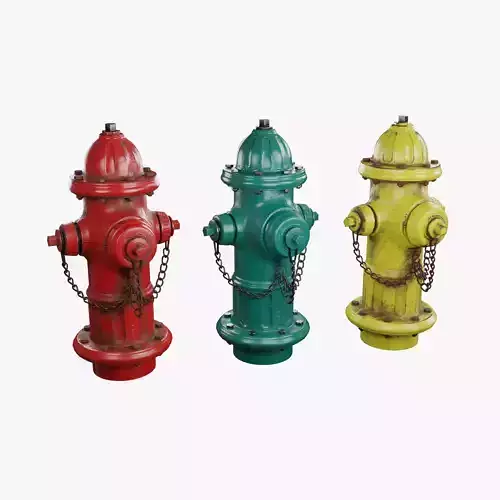 Fire Hydrant 3 Colours  Dirty Clean Low-poly 3D model