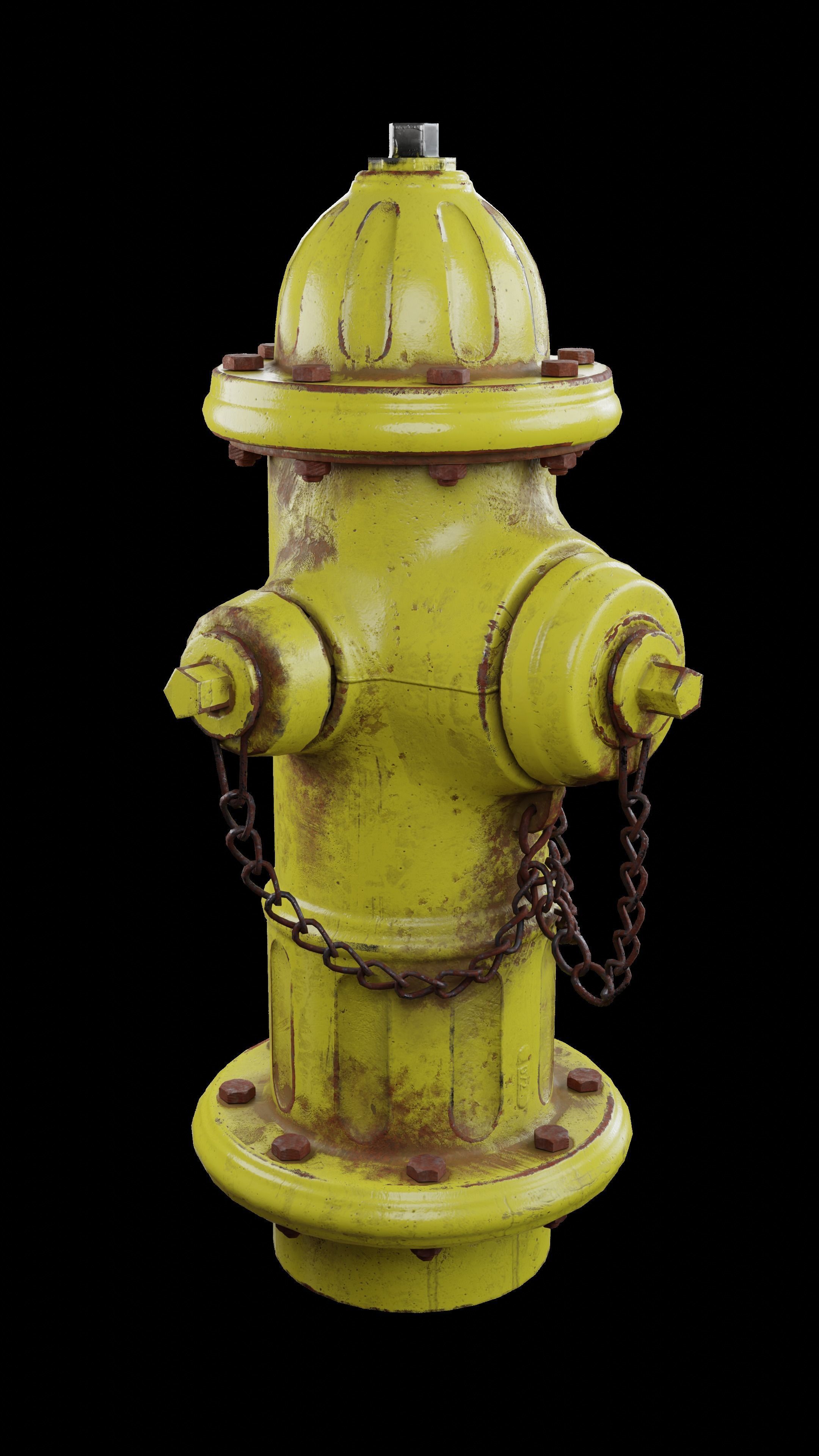 Fire Hydrant 3 Colours  Dirty Clean Low-poly 3D model_10