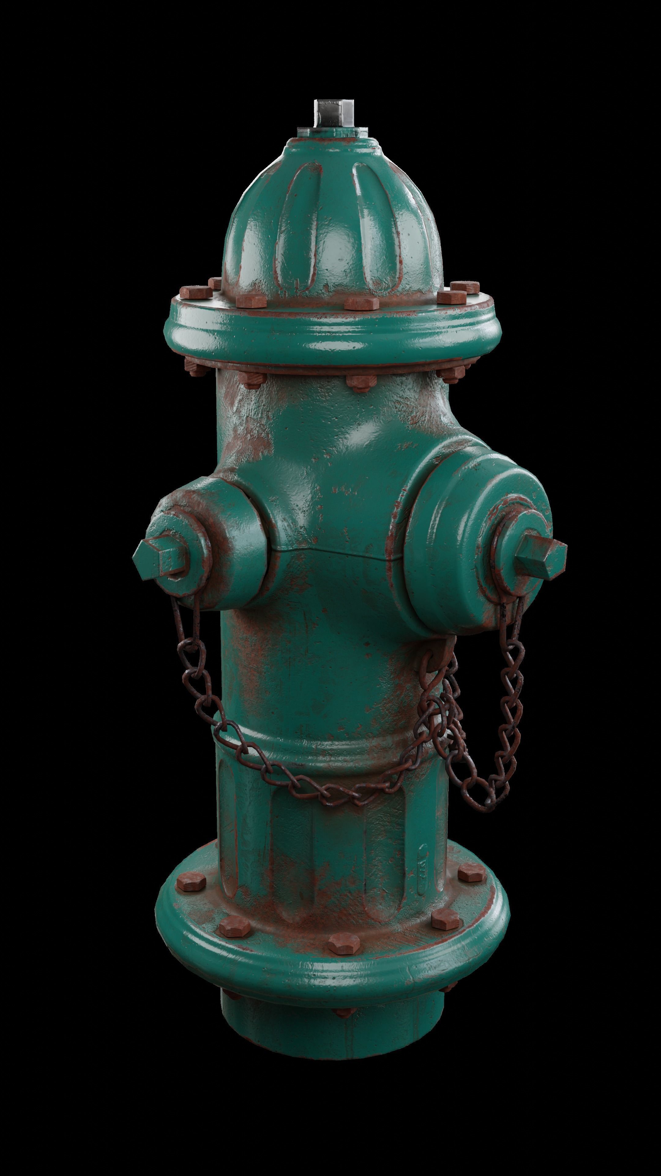 Fire Hydrant 3 Colours  Dirty Clean Low-poly 3D model_8