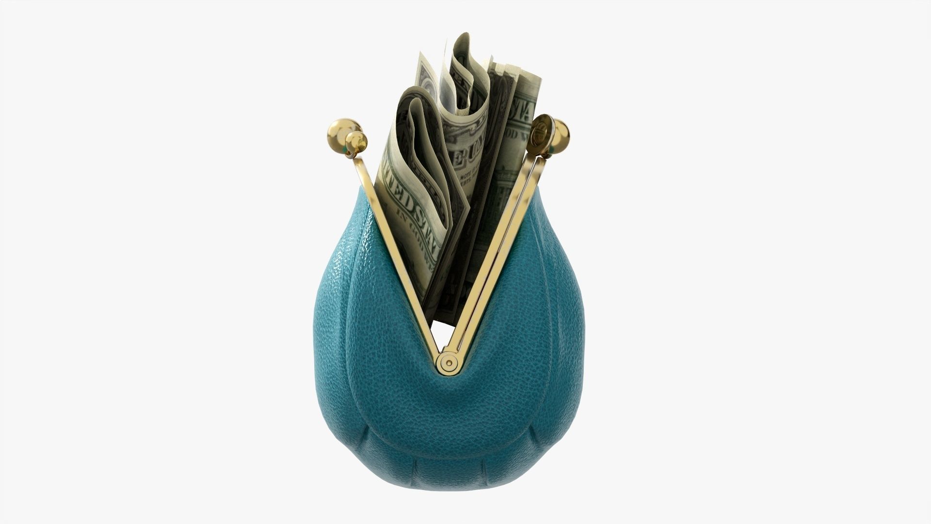 Female purse with banknotes 3D model_3