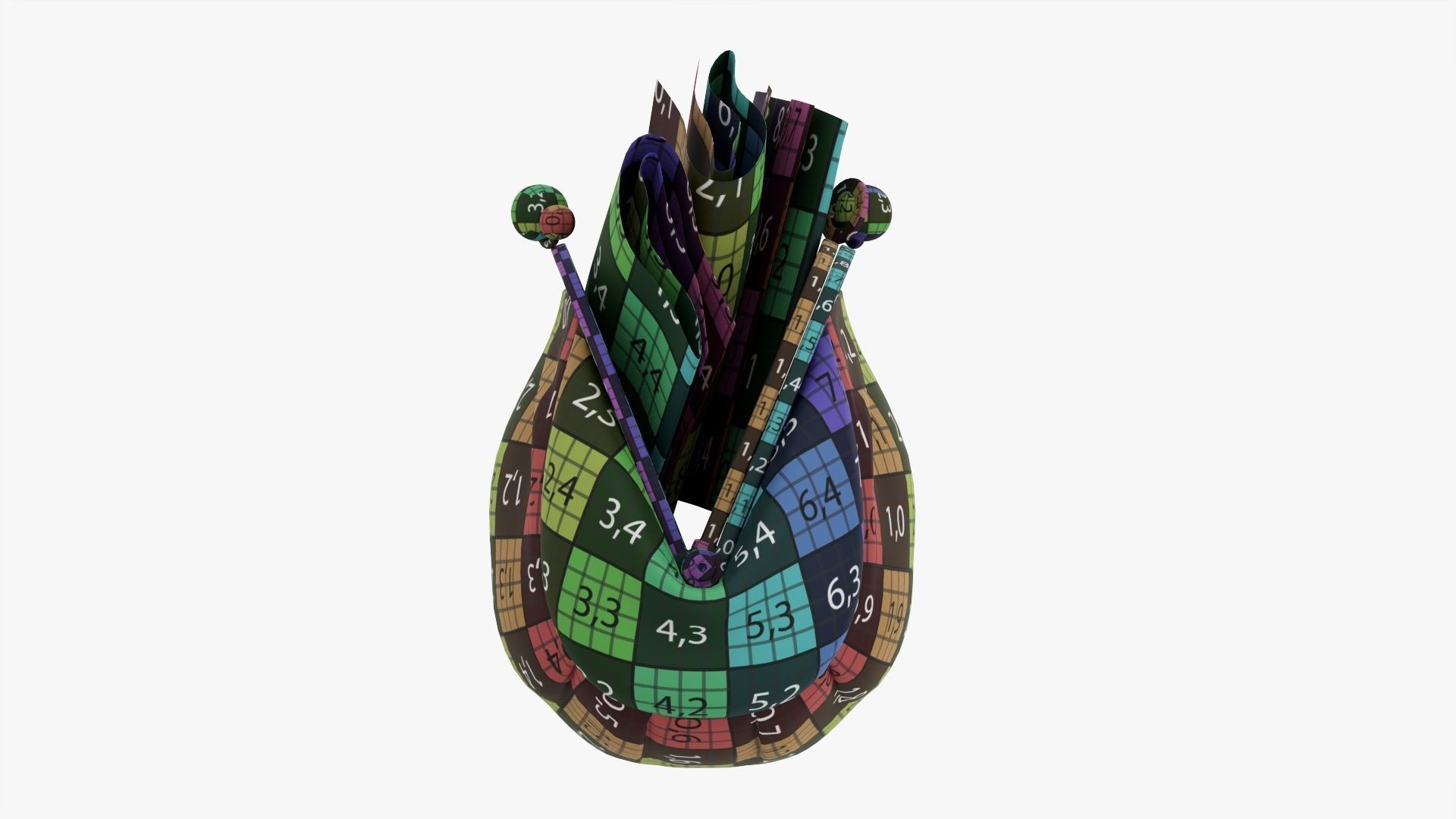 Female purse with banknotes 3D model_15