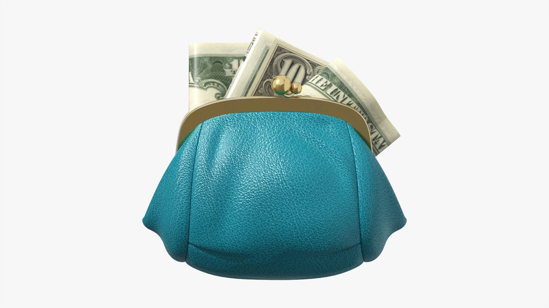 Female purse with banknotes 3D model_4